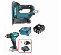 Pack Cloueur 18V DPT353Z + Perceuse visseuse 12 V CXT Ø 10 mm - MAKITA - avec 1 batterie 18V 4.0AH + batterie 12V 2.0Ah - chargeur rapide - MackPac - 197265-4