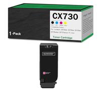 Pack combiné de cartouches de toner haute capacité CX730 (avec puce) compatible avec les imprimantes laser CS730de, CS735de, CX730de, CX735adse et CX737adzse. noir cyan magenta jaune,Magenta-Low Yield