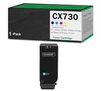 Pack combiné de cartouches de toner haute capacité CX730 (avec puce) compatible avec les imprimantes laser CS730de, CS735de, CX730de, CX735adse et CX737adzse. noir cyan magenta jaune,Cyan-Low Yield