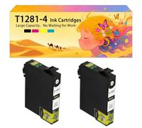 Pack combiné de Cartouches d'encre compatibles avec Les modèles pour Epson T1281 T1282 T1283 T1284 pour imprimantes à Jet d'encre Stylus S22 SX125 BX305F BX305FW SX420 SX430Ws 2*Black