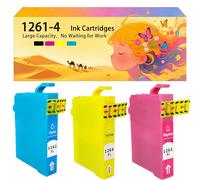 Pack combiné de Cartouches d'encre compatibles avec pour Epson 126 T1261 T1262 T1263 T1264 pour imprimantes à Jet d'encre Workforce 520 630 635 60 840 545 645 845 WF-3520 3530 Tri-Color