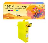 Pack combiné de Cartouches d'encre compatibles avec pour Epson 126 T1261 T1262 T1263 T1264 pour imprimantes à Jet d'encre Workforce 520 630 635 60 840 545 645 845 WF-3520 3530 1*Yellow
