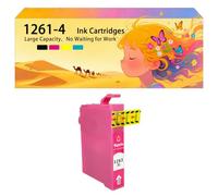 Pack combiné de Cartouches d'encre compatibles avec pour Epson 126 T1261 T1262 T1263 T1264 pour imprimantes à Jet d'encre Workforce 520 630 635 60 840 545 645 845 WF-3520 3530 1*Magenta