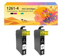 Pack combiné de Cartouches d'encre compatibles avec pour Epson 126 T1261 T1262 T1263 T1264 pour imprimantes à Jet d'encre Workforce 520 630 635 60 840 545 645 845 WF-3520 3530 2*Black