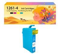 Pack combiné de Cartouches d'encre compatibles avec pour Epson 126 T1261 T1262 T1263 T1264 pour imprimantes à Jet d'encre Workforce 520 630 635 60 840 545 645 845 WF-3520 3530 1*Cyan