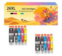 Pack combiné de Cartouches d'encre compatibles avec pour Epson 26XL T2621 T2631 T2632 T2633 T2634 pour imprimante à Jet d'encre Expression XP510 520 600 605 700 800 2 Combo Pack