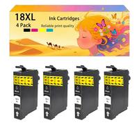 Pack combiné de Cartouches d'encre compatibles pour Epson 18XL T1811 T1812 T1813 T1814 pour imprimantes à Jet d'encre XP-30 XP-102 XP-202 XP-205 XP-302 XP-305 XP-402 XP-405 4*Black