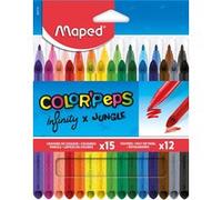 Pack combo Maped Color'Peps 12 feutres Jungle + 15 crayons de couleur Infinity Multicolore G