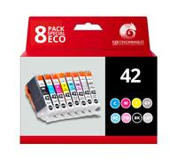 Pack compatible avec CANON CLI-42 8 cartouches (BK C M Y PC PM GY LGY) - 123CONSOMMABLES - Topromo