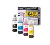 Pack compatible avec EPSON 104 ECOTANK, 4 bouteilles d'encre