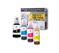 Pack compatible avec EPSON 105/106 ECOTANK, 4 bouteilles d'encre