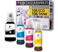 Pack compatible avec EPSON 105/106 ECOTANK, 4 bouteilles d'encre Pack G