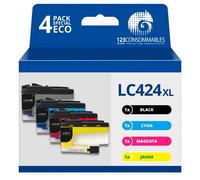 123CONSOMMABLES - Pack compatible BROTHER LC424, 4 cartouches