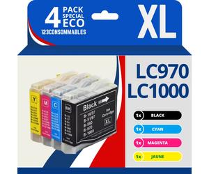 Pack compatible BROTHER LC970/LC1000, 4 cartouches