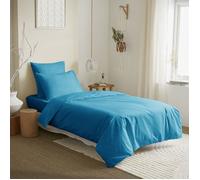 Pack complet 4 pièces unicolore Turquoise housse de couette pour lit 90 x 190 cm