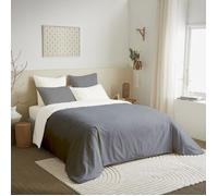 Pack complet 6 pièces Anthracite/Blanc réversible housse de couette pour lit 180 x 200 cm ""King size""
