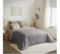 Pack complet 6 pièces Taupe/Lin réversible housse de couette pour lit 140 x 190 cm