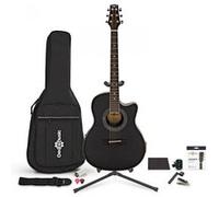 Pack Complet avec Guitare Acoustique Roundback par Gear4music, Noir