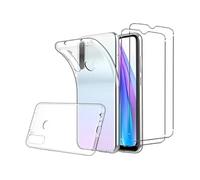 NOVAGO Compatible avec Xiaomi Redmi Note 8 et Redmi Note 8 2021 -Pack Complet- Coque Résistante Transparente + 2 Films Protection écran Verre trempé