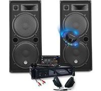 Pack complet de Sonorisation 3000W d'Amplification + Enceintes 2x2000W, Table de Mixage USB Bluetooth, Casque DJ, Câbles, Micro
