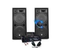 Pack complet de Sonorisation 3000W d'Amplification + Enceintes 2x2000W, Table de Mixage USB Bluetooth, Casque DJ, Câbles, Micro