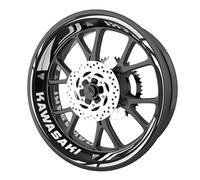 Pack complet de stickers Liserets de jantes pour moto Kawasaki qualité Premium (Stickers pour 2 roues) (Blanc)
