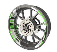 Pack complet de stickers Liserets de jantes pour moto Kawasaki Z900 qualité Premium (Stickers pour 2 roues) (Vert néon)