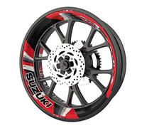 Pack Complet de Stickers Liserets de Jantes pour Moto Suzuki qualité Premium (2 Roues) (Rouge)