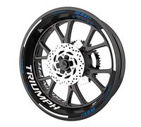 Pack complet de stickers Liserets de jantes pour moto Triumph qualité Premium (2 roues) (Bleu Foncé)