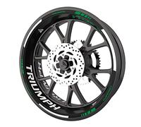 Pack complet de stickers Liserets de jantes pour moto Triumph qualité Premium (2 roues) (Vert)
