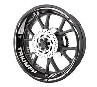 Pack complet de stickers Liserets de jantes pour moto Triumph qualité Premium (Stickers pour les 2 jantes) (Blanc)