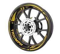 Pack complet de stickers Liserets de jantes pour moto Triumph qualité Premium (Stickers pour les 2 jantes) (Jaune foncé)