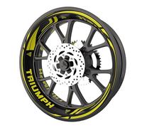 Pack complet de stickers Liserets de jantes pour moto Triumph qualité Premium (Stickers pour les 2 jantes) (Jaune)