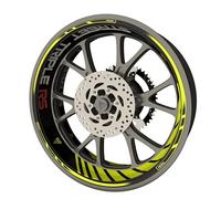 Pack complet de stickers Liserets de jantes pour moto Triumph Street Triple RS qualité Premium (Stickers pour les 2 jantes) (Jaune)