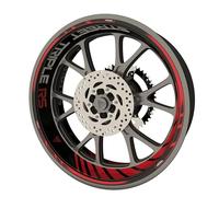 Pack complet de stickers Liserets de jantes pour moto Triumph Street Triple RS qualité Premium (Stickers pour les 2 jantes) (Rouge)