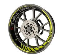 Pack complet de stickers Liserets de jantes pour moto Triumph Street Triple S qualité Premium (Stickers pour les 2 jantes) (Jaune néon)