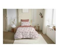 Pack complet housse de couette réversible 140 x 200 cm - Drap housse 90 x 190 cm - 100% coton - LOUISON Abricot