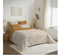 Pack complet housse de couette réversible pour lit 140 x 190 cm Agathe moutarde