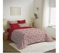 Pack complet housse de couette réversible pour lit 140 x 190 cm Bérengère rouge