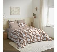 Pack complet housse de couette réversible pour lit 140 x 190 cm Mykonos sienne