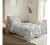 Pack complet housse de couette réversible pour lit 90 x 190 cm Tanya cyan