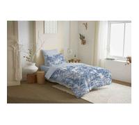 Pack complet housse de couette réversible ""Vanessa"" 4 pièces pour lit 90 x 190 Adama Azur