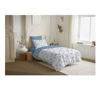 Pack complet housse de couette réversible ""Vanessa"" 4 pièces pour lit 90 x 190 Louise Bleu