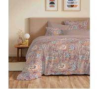 Pack complet housse de couette réversible ""Vanessa"" 6 pièces pour lit 140 x 190 Bergame Nude