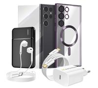 Pack Complet pour Galaxy S23 Ultra Coque, Film, Chargeur, Batterie externe, Écouteurs (6 pièces) Mayaxess Violet Violet