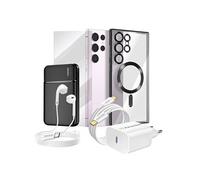 Pack Complet pour Galaxy S23 Ultra Coque, Film, Chargeur, Batterie externe, écouteurs (6 pièces) Mayaxess Noir Noir