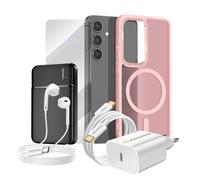 Pack Complet pour Galaxy S24 Coque, Verre, Chargeur, Batterie Externe, Écouteurs
