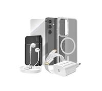 Pack Complet pour Galaxy S24 Coque, Verre, Chargeur, Batterie Externe, Ecouteurs (6 pièces) Gris