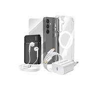 Pack Complet pour Galaxy S24 Coque, Verre, Chargeur, Batterie Externe, Écouteurs (6 pièces) Mayaxess Transparent Transparent