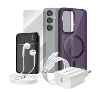Pack Complet pour Galaxy S25 Coque, Verre, Chargeur, Batterie Externe, Écouteurs